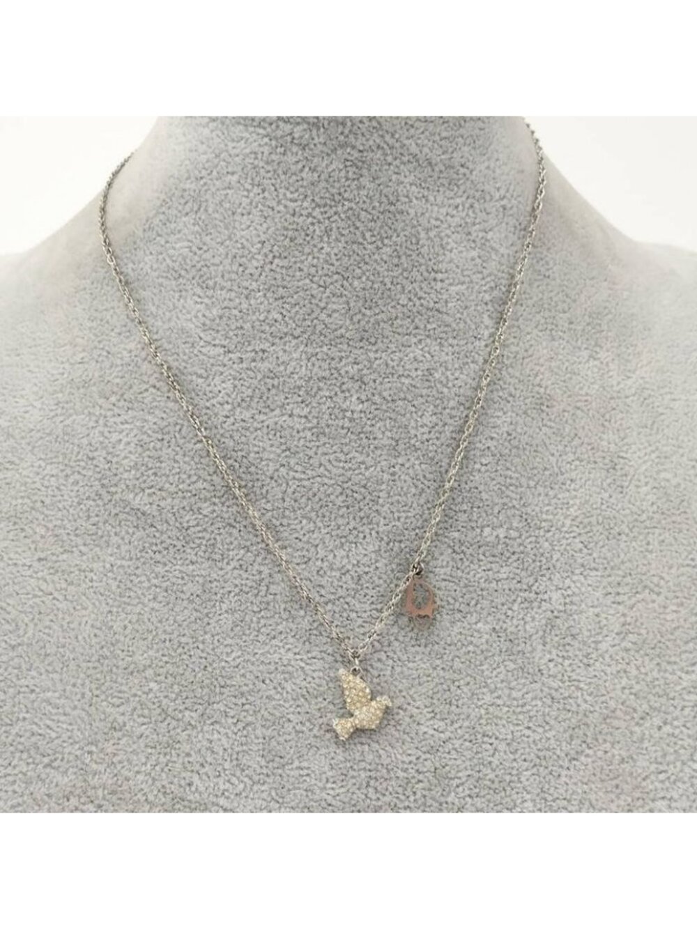 Dior Necklace Bird Line Stone Silver Plated - Picture 7 of 7